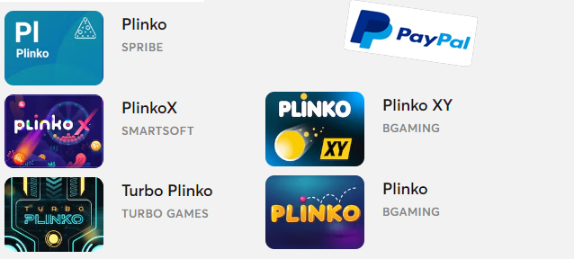 Plinko com pagamento via PayPal - disponível no Bitcasino Brasil.